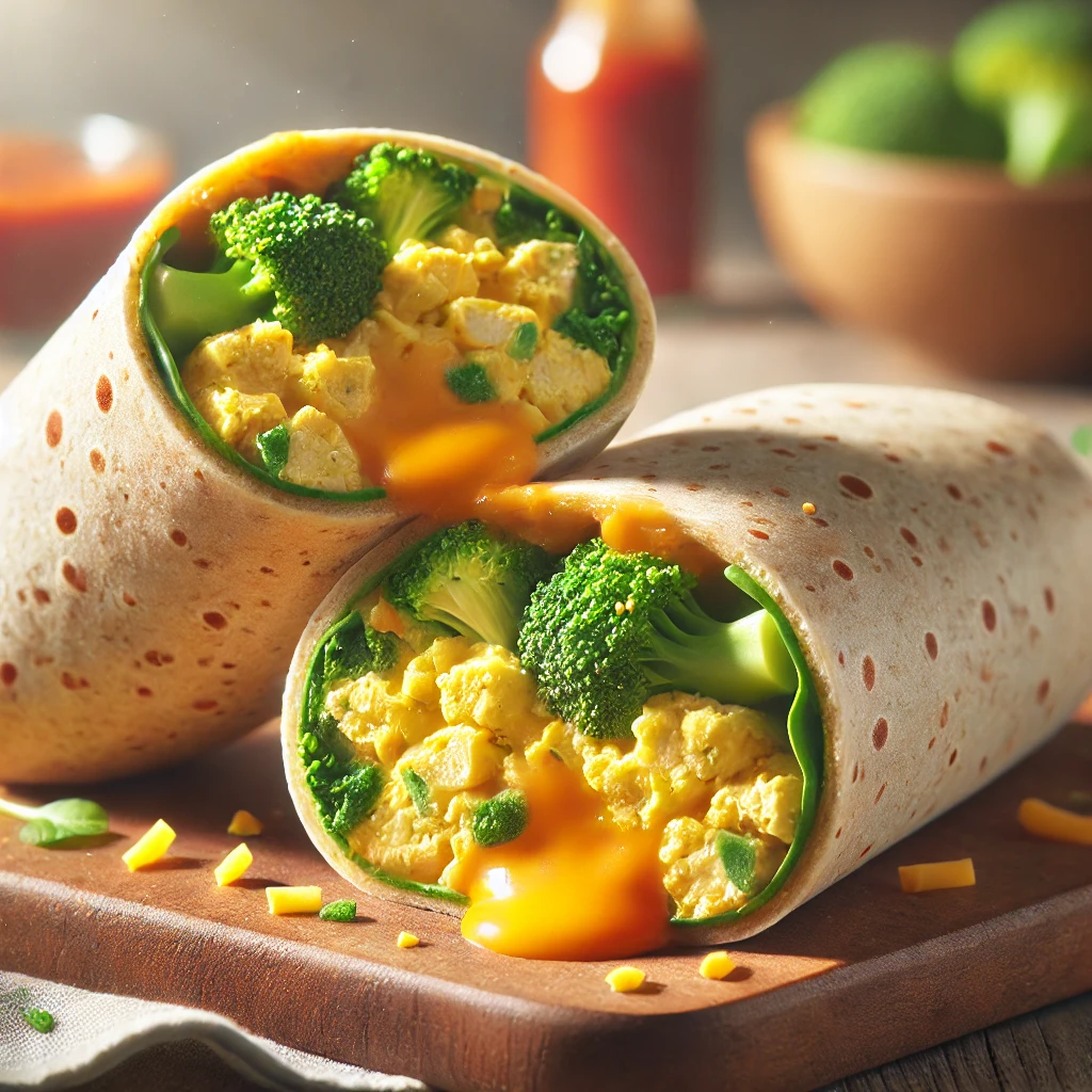 Schnelles Brokkoli-Käse-Frühstücksburrito - Gesundes Rezept für den Start in den Tag