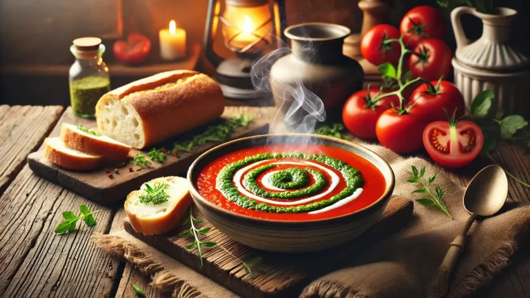 Tomatensuppe mit Pesto-Wirbel Rezept (Vegan)